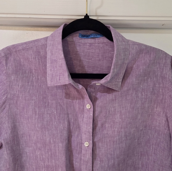 Women's J. McLaughlin Purple Britt Linen Blouse, Size L - Picture 4 of 12